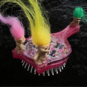 TROLL HAIR - HANDMADE CUSTOM Pink Troll Hair Brush with Glitter